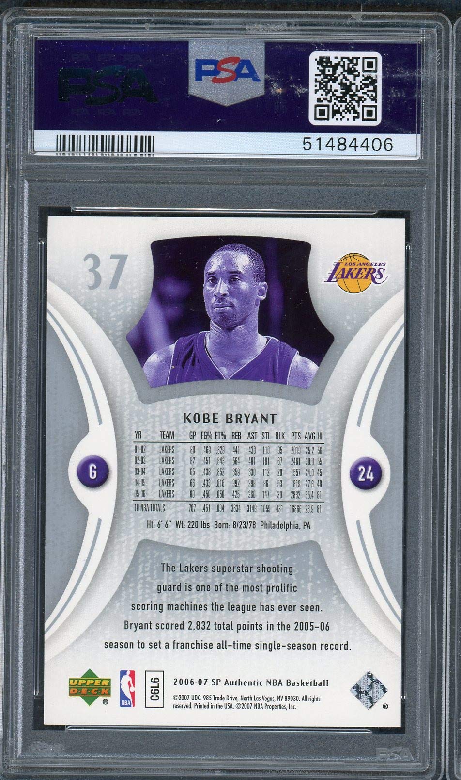 Amazon.com: Kobe Bryant 2006 SP Authentic Upper Deck Basketball